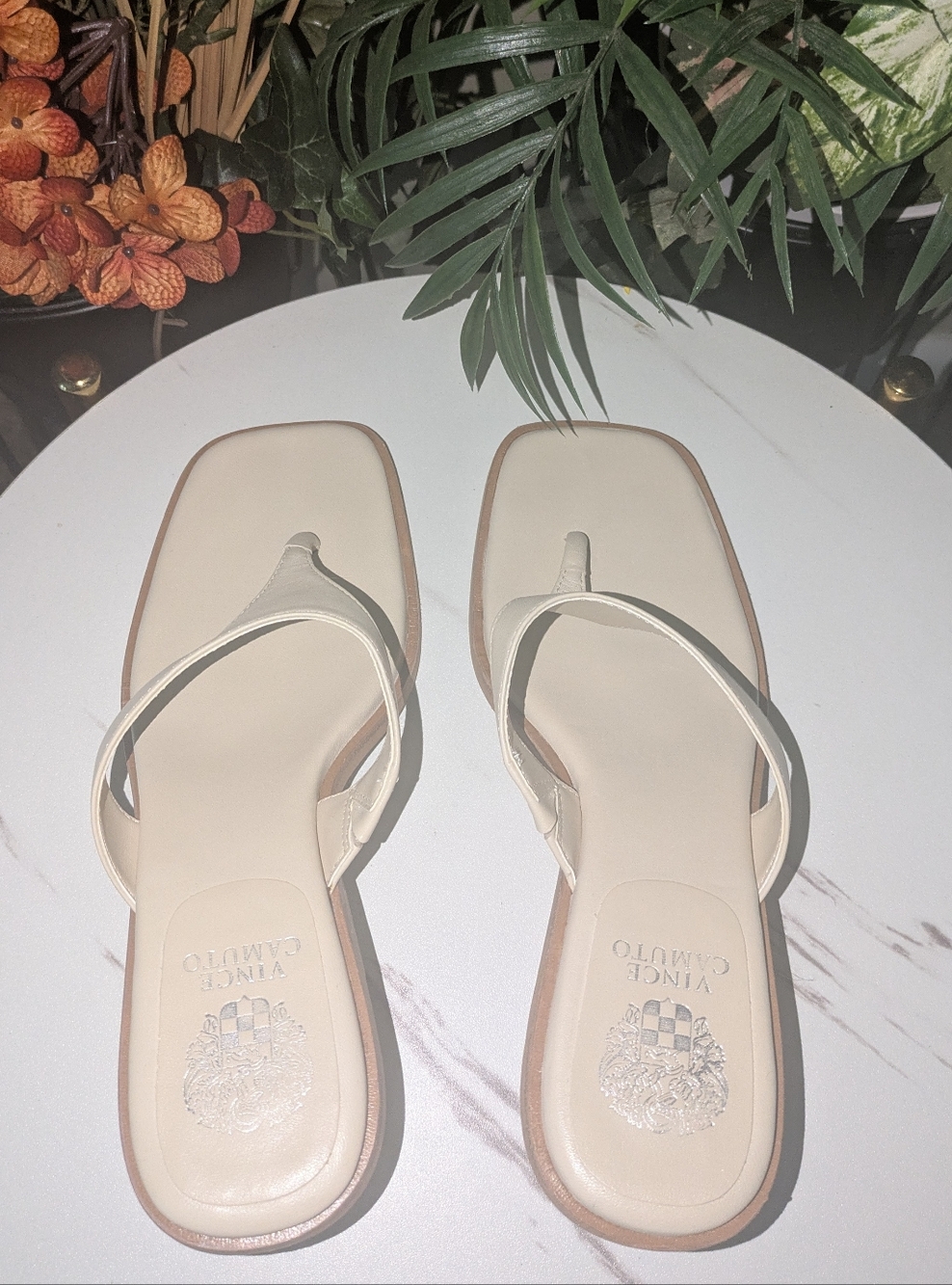 Vince Camuto Ivory Square-Toe Thong Sandals - Picture 2 of 7